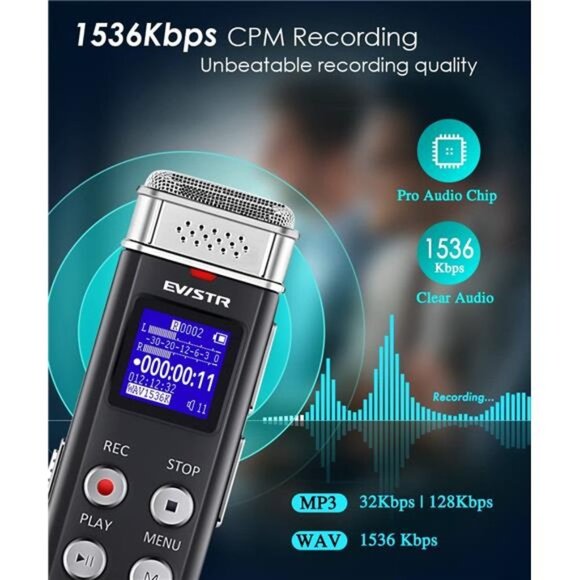 16 GB Digital Voice Recorder Voice Activated Recorder with Playback - Picture 6 of 6